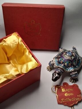 Purple And Teal Turtle Trinket Box ~ Jeweled & Enameled By Royal Gem Collection